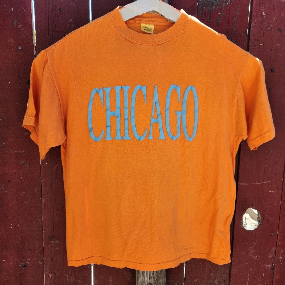 Vintage Rebel of USA CHICAGO T-Shirt Size L Orange Single Stitch